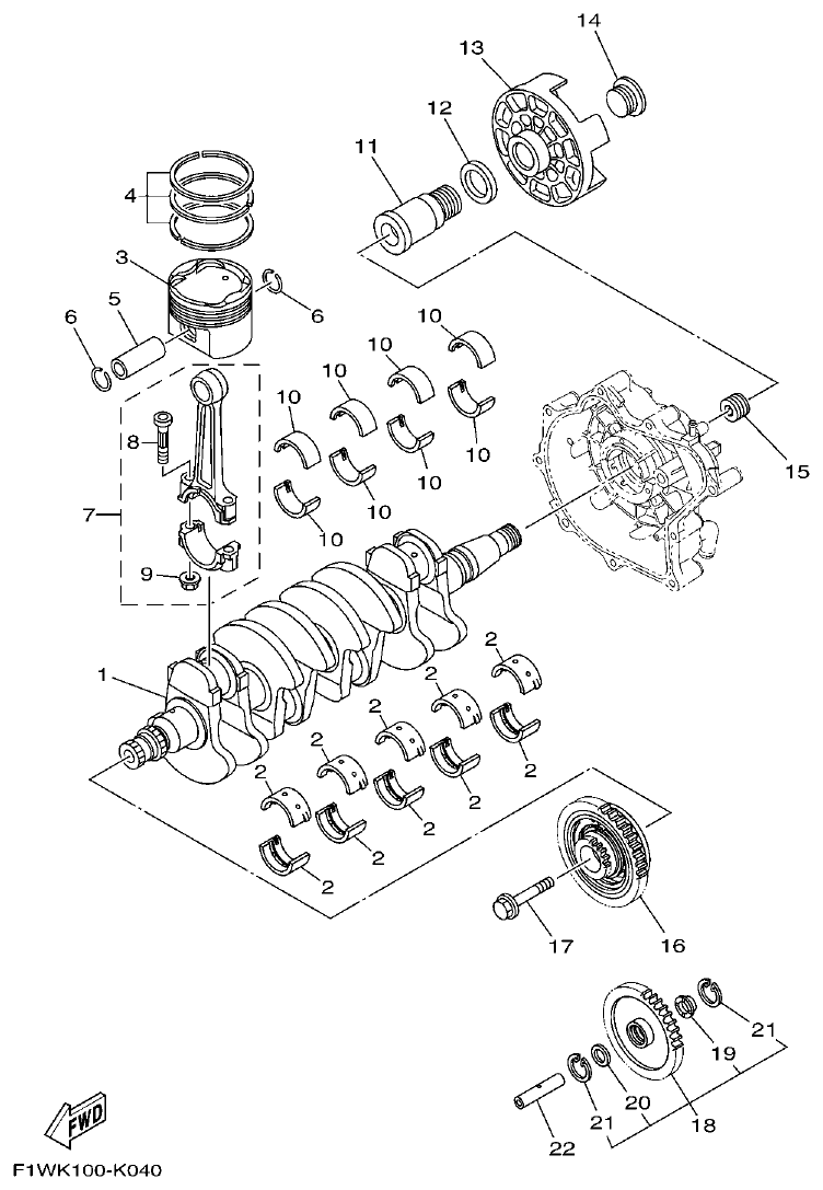 Yamaha F1WM CRANKSHAFT & PISTON parts diagram